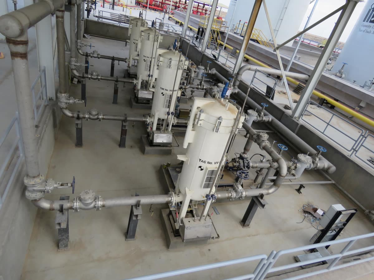 An elevated view of the JET-A1 filtration and pumping plant at Al-Alamein