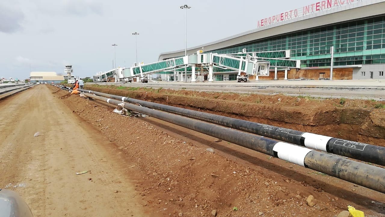 Hydrant pipeline laid toward the terminal at Malabo International Airport